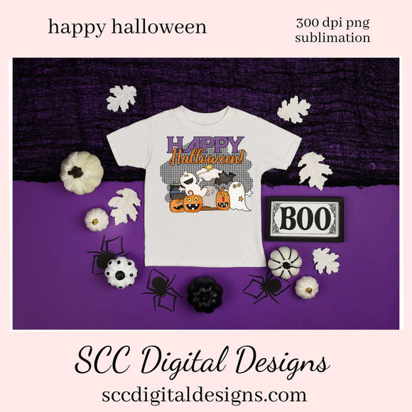 Happy Halloween Sublimation Clipart, Spooky Pumpkins, Ghosts, Caldron, RIP Headstone, Bats, Instant Download, Commercial Use, Clip Art Set PNG, DIY Party Printables, T-Shirt & Hoodie Design, Craft Supplies, Scrapbook Elements, Personal Use