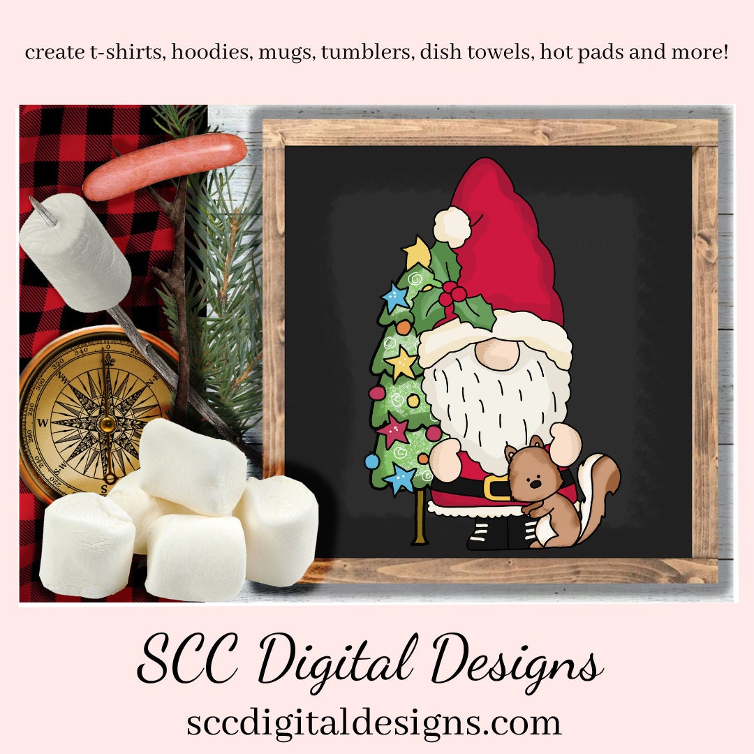 Nick Gnome Woodland Critters Clipart, Santa, Bear, Fox, Bunny, Racoon, Reindeer, Create Christmas Decor, Create Holiday Printables, Instant Download, Commercial Use, Clip Art PNG Set, T-Shirt & Hoodie Design, Craft Supplies, Scrapbook Elements, Personal Use  Our clipart files come to you as 300 dpi PNG images.