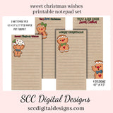 Sweet Christmas Wishes Printable Notepad Set, Merry Christmas, You Are One Sweet, Create Teacher Gifts, Instant Download, Commercial Use, Print at Home, Co-Worker Gifts - Each notepad is approximately 4.7" x 7.5" each.  Our printable notepads are so quick and easy. You'll receive our notepads in a pdf file that you then print. You can print as many notepads as you want, but mass production is prohibited.