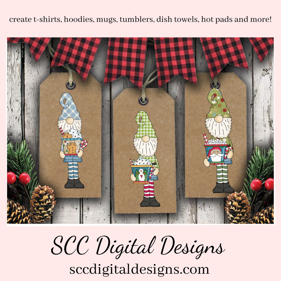 Gnome PNG, Cocoa Cup, Hot Chocolate Mugs, Snowman, Xmas Tree, Reindeer, DIY Gift for Her, Instant Download, Exclusive Clipart, Commercial Use Clip Art PNG Set, Create Christmas Decor, Create Holiday Printables, T-Shirt & Hoodie Design, Craft Supplies, Scrapbook Elements, Personal Use