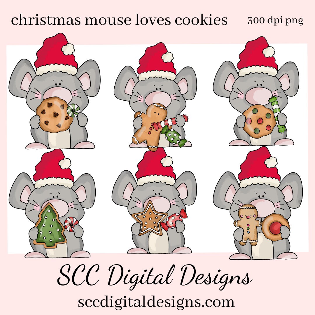 Christmas Mouse PNG, Chubby Mice, Xmas Cookies, Gingerbread, DIY Gift for Her, Instant Download, Exclusive Clipart, Commercial Use Clip Art PNG Set, Create Christmas Decor, Create Holiday Printables, T-Shirt & Hoodie Design, Craft Supplies, Scrapbook Elements, Personal Use
