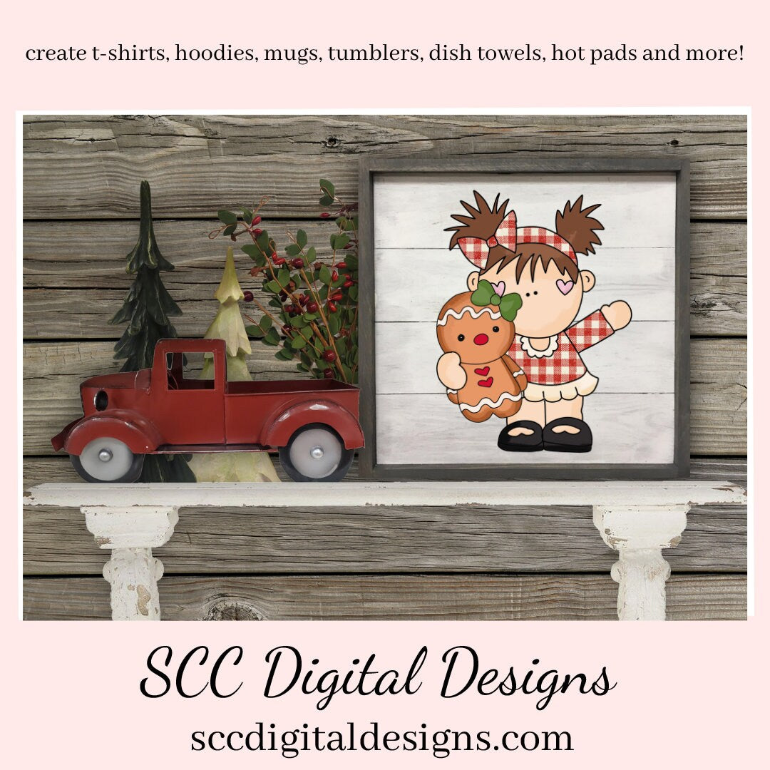 Gingerbread PNG, Pigtail Girls, Christmas Cookies, DIY Gift for Her, Instant Download, Exclusive Clipart, Commercial Use Clip Art Set, DIY Xmas Printables, Create Christmas Decor, Create Holiday Printables, T-Shirt & Hoodie Design, Craft Supplies, Scrapbook Elements, Personal Use