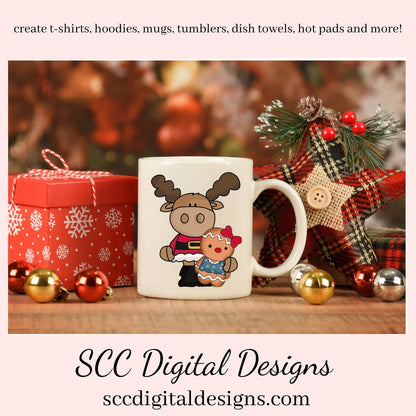 Chrismoose Loves Gingerbread Clipart, DIY Gift for Her, Holiday Cookies, Xmas Home Decor, Instant Download, Commercial Use PNG, Exclusive Clip Art Set