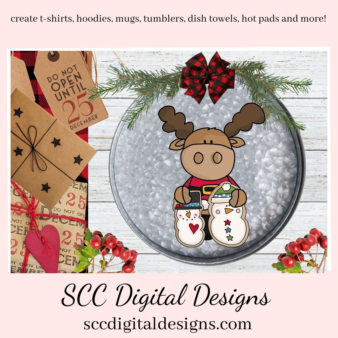 Chrismoose Snowman Cookies Clipart, DIY Gift for Her, Xmas Home Decor, –  SCC Digital Designs