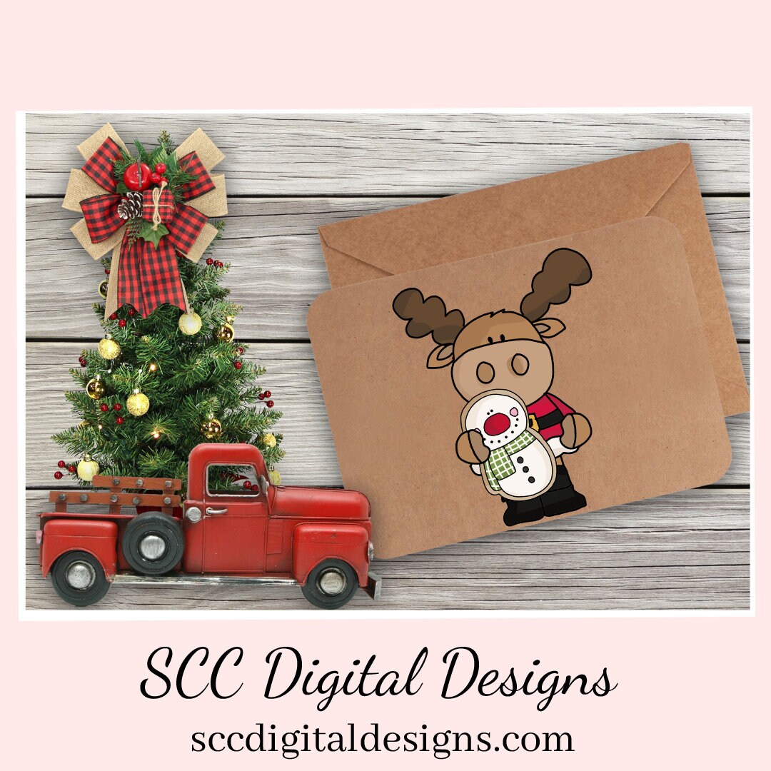 Chrismoose Snowman Cookies Clipart, DIY Gift for Her, Xmas Home Decor, Snowman Cookies, Instant Download, Commercial Use PNG, Exclusive Clip Art Set