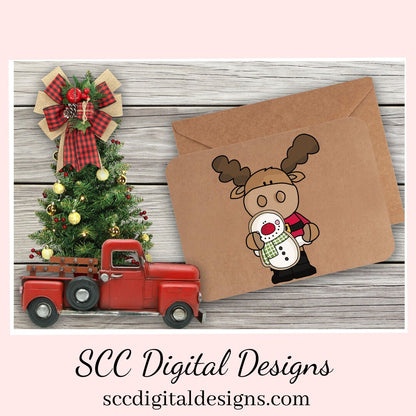 Chrismoose Snowman Cookies Clipart, DIY Gift for Her, Xmas Home Decor, Snowman Cookies, Instant Download, Commercial Use PNG, Exclusive Clip Art Set