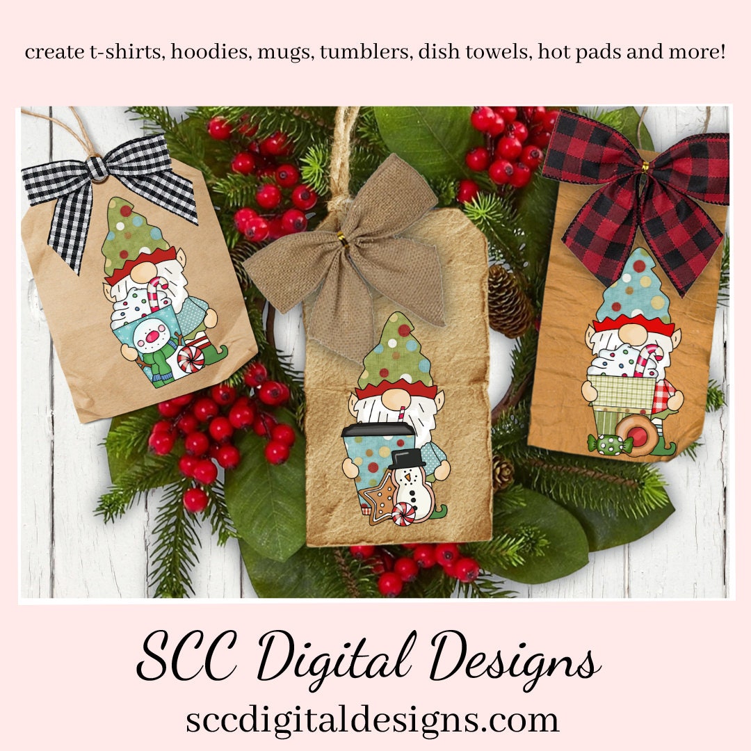 Elf Gnomes Christmas Coffee Clipart, Cocoa Mug, DIY Gift for Her, Holiday Cookie, Xmas Home Decor, Instant Download, Commercial Use PNG, Exclusive Clip Art Set