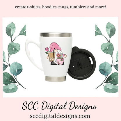 Joyful Gnomes Coffee & Flowers Clipart, Mocha, Latte, Pink Roses, Pink Lover Gifts, Instant Download, Commercial Use, Exclusive Clip Art PNG Set, T-Shirt & Hoodie Design, Craft Supplies, Scrapbook Elements, Personal Use  Our clipart files come to you as 300 dpi PNG images.