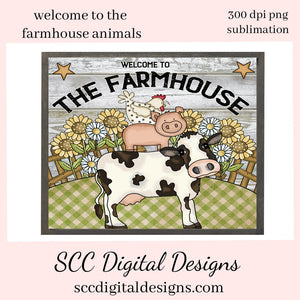 Welcome to the Farmhouse Animals Clipart, Cow, Pig, Chicken, Sunflower, Home Décor, Instant Download, Commercial Use, Exclusive Clip Art Set