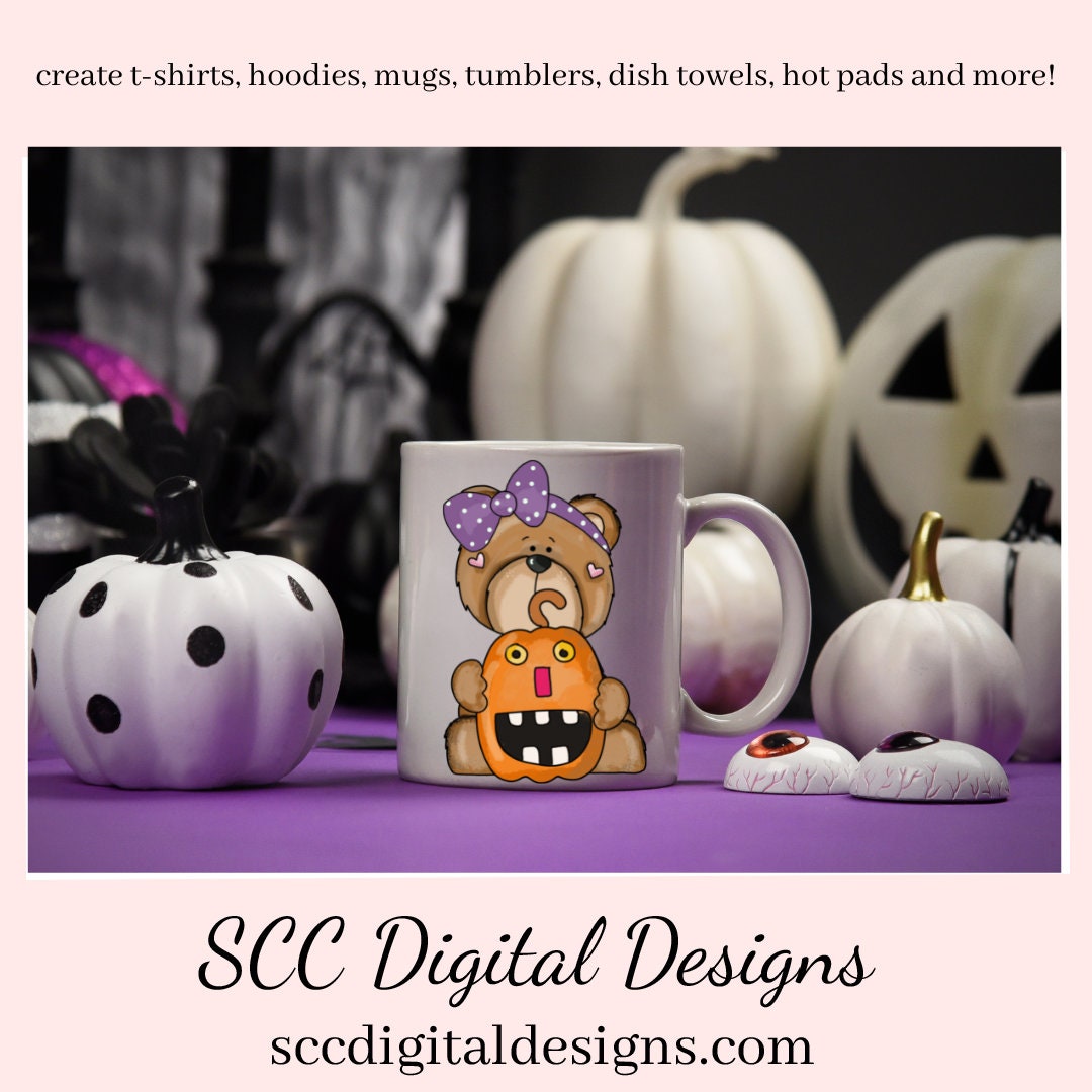 Halloween Bears Clipart, Whimsical Bear, Pumpkin, Spider, Candy, Witch Potion, Party Printables, Instant Download, Commercial Use, Clip Art    Our clipart files come to you as 300 dpi PNG images.   