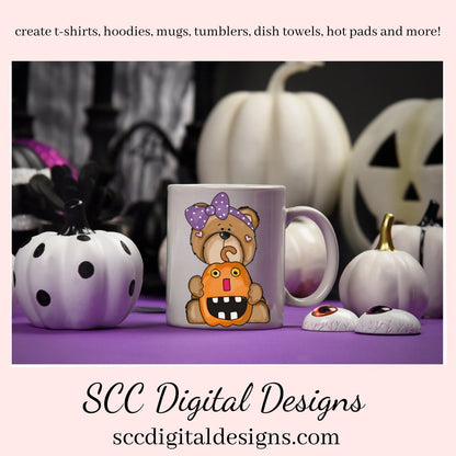 Halloween Bears Clipart, Whimsical Bear, Pumpkin, Spider, Candy, Witch Potion, Party Printables, Instant Download, Commercial Use, Clip Art    Our clipart files come to you as 300 dpi PNG images.   