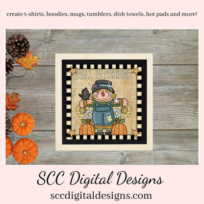 Fall Blessings Clipart, Scarecrow, Pumpkins, Sunflowers, DIY Autumn Farmhouse Décor, Instant Download, Commercial Use, Clip Art PNG Set, T-Shirt & Hoodie Design, Craft Supplies, Scrapbook Elements, Personal Use  Our clipart files come to you as 300 dpi PNG images.