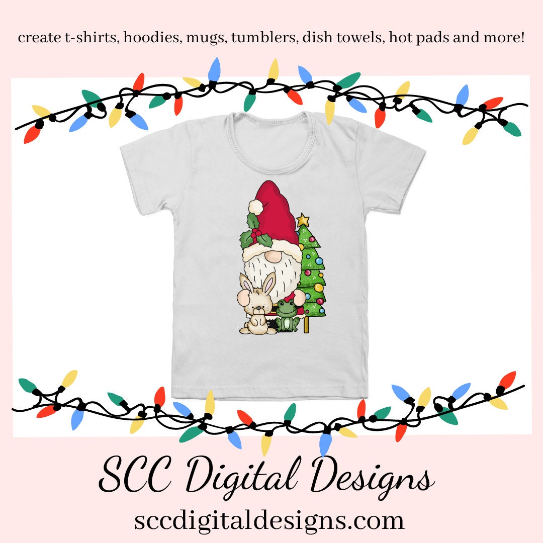 Nick Gnome Woodland Critters Clipart, Santa, Bear, Fox, Bunny, Racoon, Reindeer, Create Christmas Decor, Create Holiday Printables, Instant Download, Commercial Use, Clip Art PNG Set, T-Shirt & Hoodie Design, Craft Supplies, Scrapbook Elements, Personal Use  Our clipart files come to you as 300 dpi PNG images.