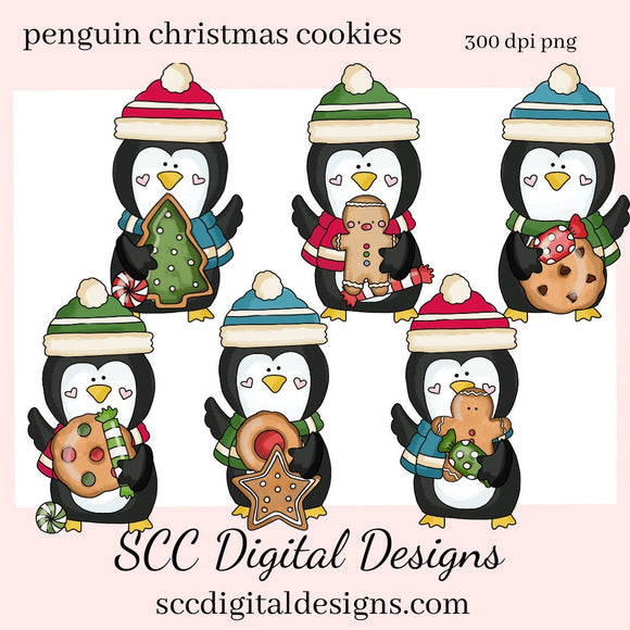 Penguin Christmas Cookies Clipart, Xmas Cookie & Candies, Create Christmas Decor, Create Holiday Printables, Instant Download, Commercial Use, Clip Art PNG Set, T-Shirt & Hoodie Design, Craft Supplies, Scrapbook Elements, Personal Use  Our clipart files come to you as 300 dpi PNG images.   