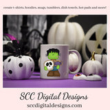 Little Frankie PNG, Halloween Cocoa Mugs, Exclusive Clipart, Ghost, Candy, Spider, Pumpkin, Instant Download, Commercial Use Clip Art Set 