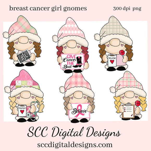 Breast Cancer Girl Gnomes Exclusive Clipart, Medical Chart, Stethoscope Motivational Quote, Instant Download, Commercial Use, Exclusive Clip Art PNG Set, T-Shirt & Hoodie Design, Craft Supplies, Scrapbook Elements, Personal Use  Our clipart files come to you as 300 dpi PNG images.   