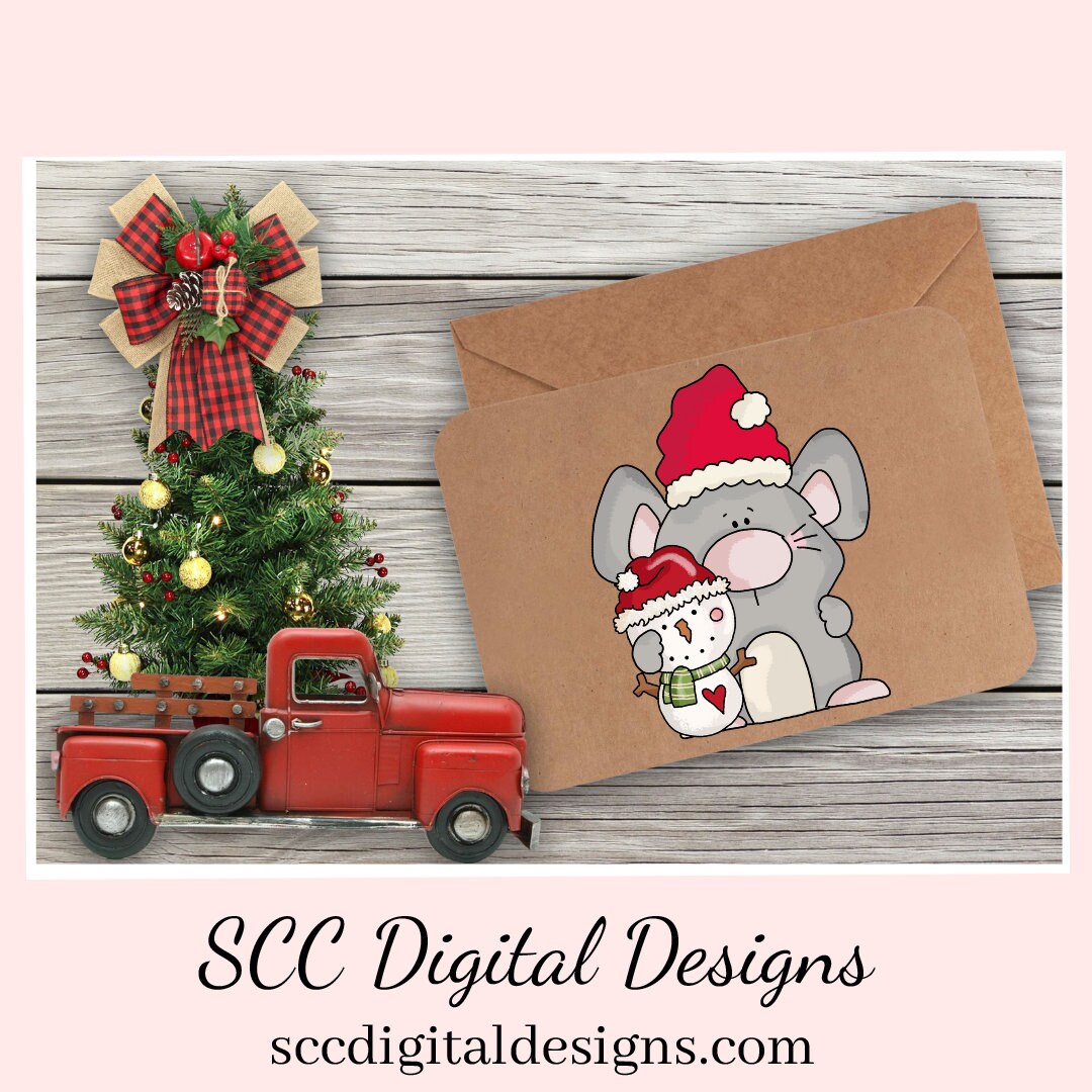 Christmas Mouse Loves Snowmen Exclusive Clipart, Black Top Hat Snowman, Santa Hat, Ear Muffs, Scrapbook Elements, Instant Download, Commercial Use, Clip Art PNG Set, T-Shirt & Hoodie Design, Craft Supplies, Scrapbook Elements, Personal Use  Our clipart files come to you as 300 dpi PNG images.