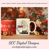Christmas Gnome PNG, Xmas Coffee Mug, Santa, Reindeer, Snowman, DIY Gift for Her, Exclusive Clipart Set, Instant Download, Commercial Use Clip Art, Scrapbook Elements, Craft Supplies, Personal Use, DIY Printables