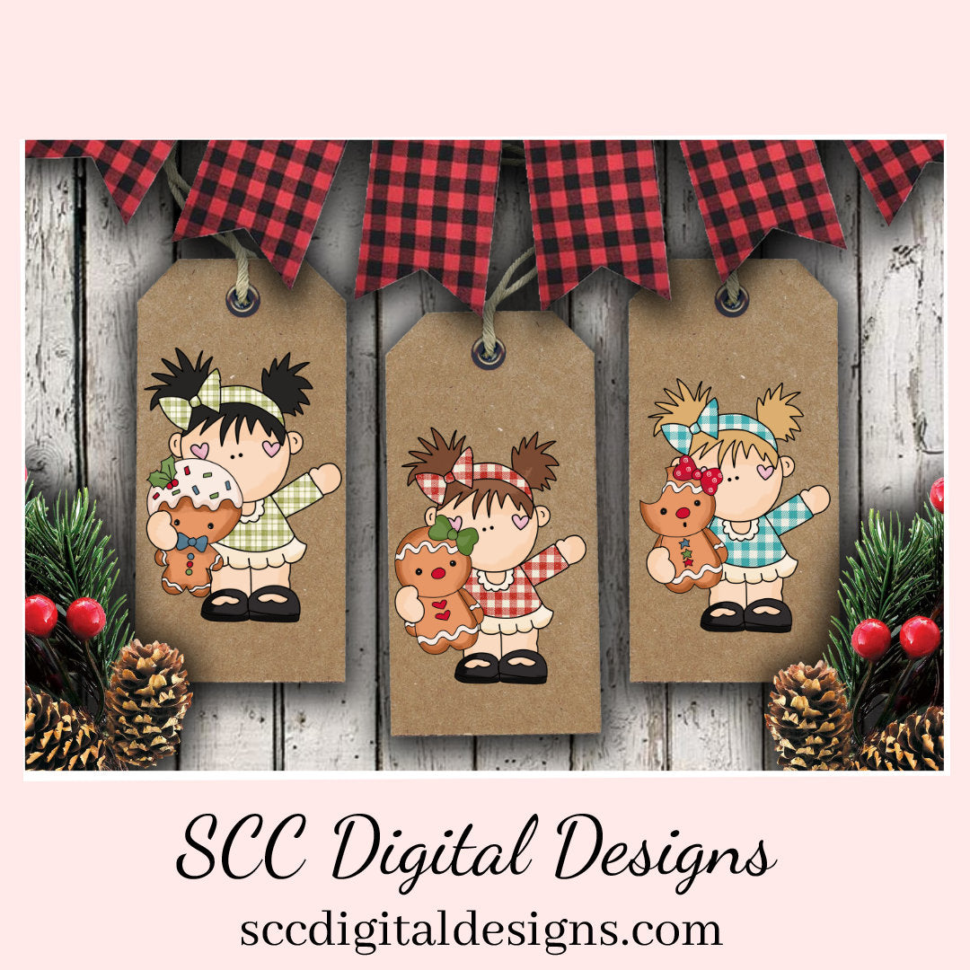 Gingerbread PNG, Pigtail Girls, Christmas Cookies, DIY Gift for Her, Instant Download, Exclusive Clipart, Commercial Use Clip Art Set, DIY Xmas Printables, Create Christmas Decor, Create Holiday Printables, T-Shirt & Hoodie Design, Craft Supplies, Scrapbook Elements, Personal Use