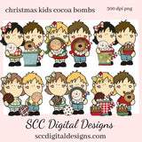 Christmas Kids PNG, Cocoa Bombs Hot Chocolate, Xmas Candy, DIY Gift for Her, Instant Download, Exclusive Clipart, Commercial Use Clip Art Set, DIY Xmas Printables,, Create Christmas Decor, Create Holiday Printables, T-Shirt & Hoodie Design, Craft Supplies, Scrapbook Elements, Personal Use