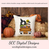 Halloween Kids Clipart, Pumpkins, Ghost, Bat, Vintage Truck, Witch Hat, Haunted House, Instant Download, Commercial Use PNG, Clip Art Set