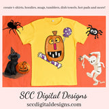 Halloween Elements Clipart, Pumpkins, Ghosts, Bat, Witch Hat, Spiders, RIP Headstone, Candy, Instant Download, Commercial Use PNG, Clip Art Set