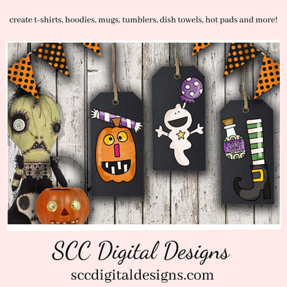 Halloween Elements Clipart, Pumpkins, Ghosts, Bat, Witch Hat, Spiders, RIP Headstone, Candy, Instant Download, Commercial Use PNG, Clip Art Set