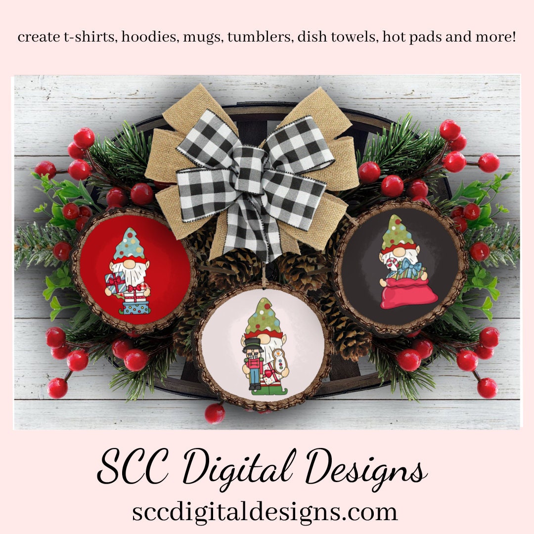 Elf Gnomes Merry Christmas Clipart, Holiday Presents, Xmas Stockings, Nutcracker, Gingerbread, Instant Download, Commercial Use PNG, Exclusive Clip Art Set