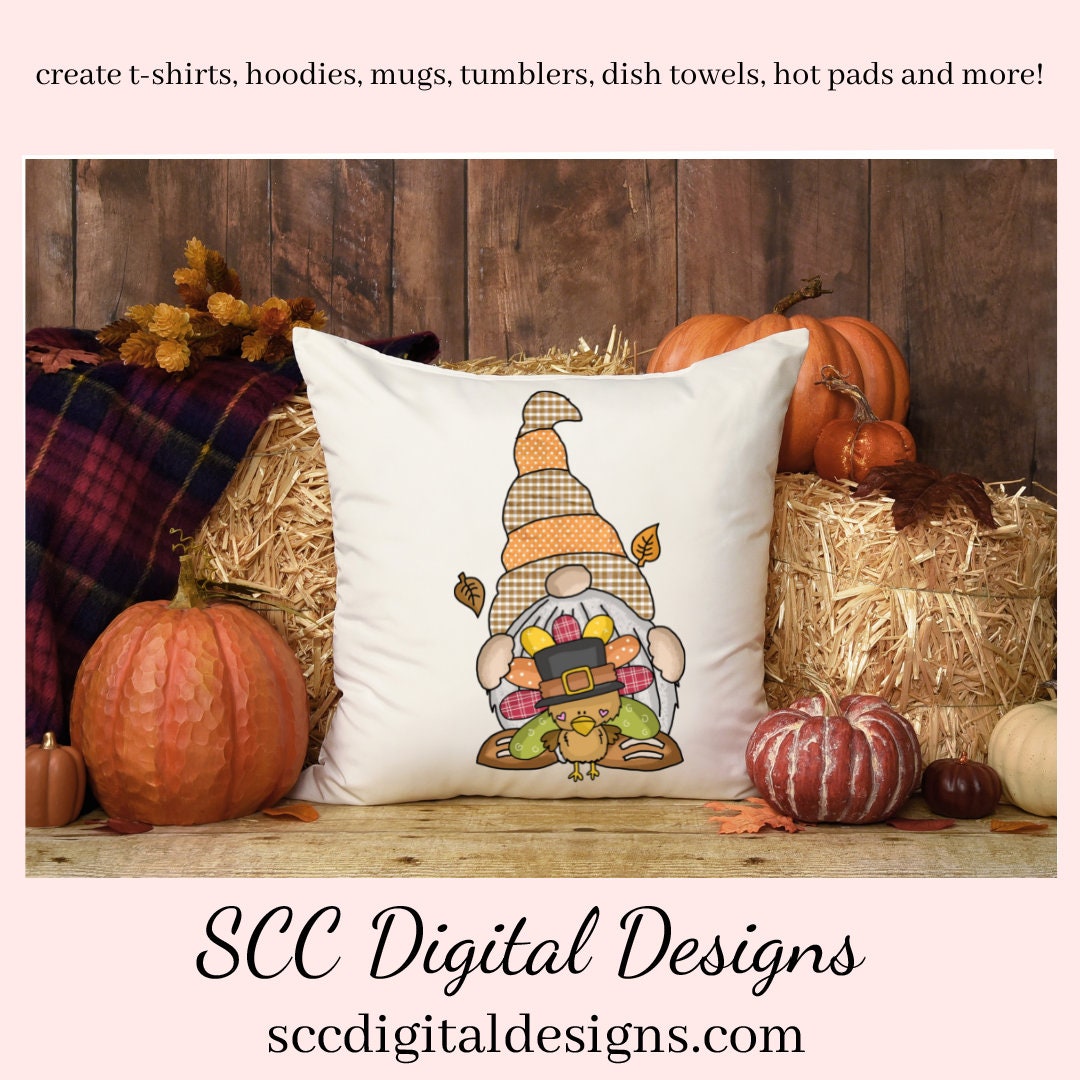Thanksgiving Gnomes Clipart, Turkey, Pumpkin, Sunflower, DIY Holiday Home Décor & Printables, Instant Download, Commercial Use, Clip Art PNG Set, T-Shirt & Hoodie Design, Craft Supplies, Scrapbook Elements, Personal Use  Our clipart files come to you as 300 dpi PNG images.