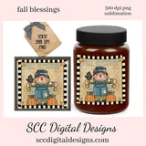 Fall Blessings Clipart, Scarecrow, Pumpkins, Sunflowers, DIY Autumn Farmhouse Décor, Instant Download, Commercial Use, Clip Art PNG Set, T-Shirt & Hoodie Design, Craft Supplies, Scrapbook Elements, Personal Use  Our clipart files come to you as 300 dpi PNG images.
