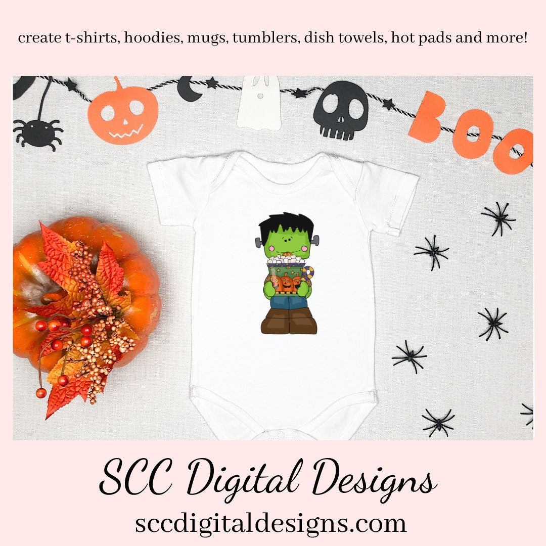 Little Frankie PNG, Halloween Cocoa Mugs, Exclusive Clipart, Ghost, Ca ...