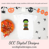 Little Frankie PNG, Halloween Cocoa Mugs, Exclusive Clipart, Ghost, Candy, Spider, Pumpkin, Instant Download, Commercial Use Clip Art Set 