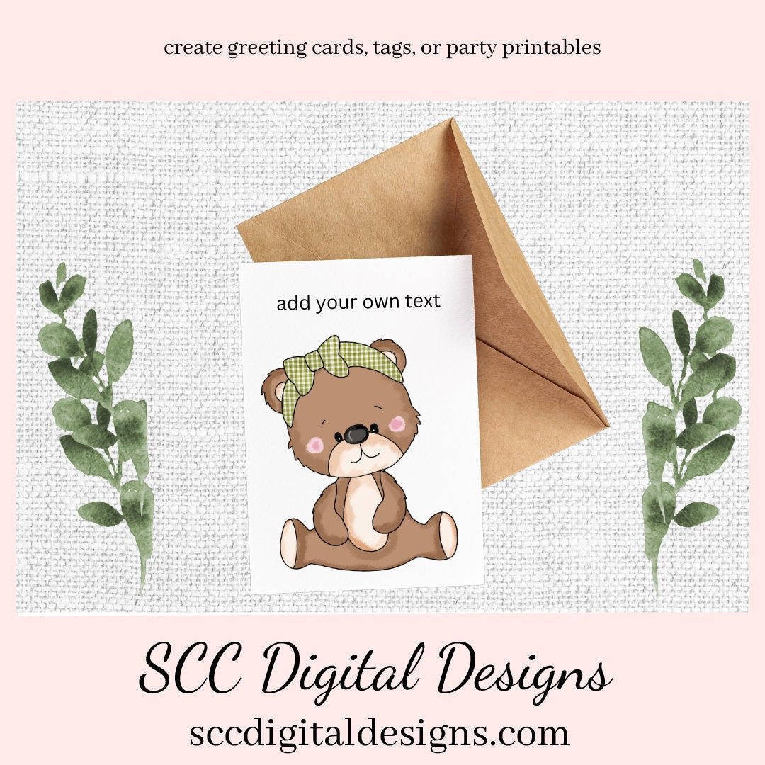 Bear PNG, Boy and Girl Bears, Santa Hat, DIY Gift for Her, Whimsical Art, Exclusive Clipart Set, Instant Download, Commercial Use Clip Art Set, Scrapbook Elements, Craft Supplies, Scrapbook Elements, Personal Use, DIY Printables