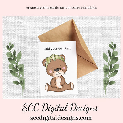 Bear PNG, Boy and Girl Bears, Santa Hat, DIY Gift for Her, Whimsical Art, Exclusive Clipart Set, Instant Download, Commercial Use Clip Art Set, Scrapbook Elements, Craft Supplies, Scrapbook Elements, Personal Use, DIY Printables