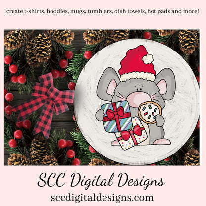 Christmas Mouse PNG, Santa, Xmas Cookies, Presents, Holiday Tree, , DIY Gift for Her, DIY Printables, Exclusive Clipart Set, Instant Download, Commercial Use Clip Art, Scrapbook Elements, Craft Supplies, Personal Use, Whimsical Wildlife