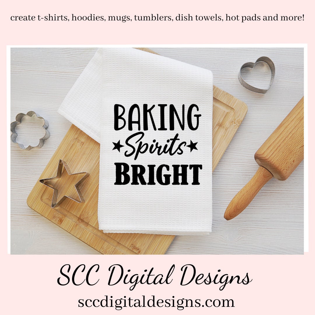 Christmas on The Farm SVGs, Baking Spirits Bright, Snow Place, Farmhouse Kitchen Decor, DIY Gift for Her, Cricut Designs, Commercial Use PNG