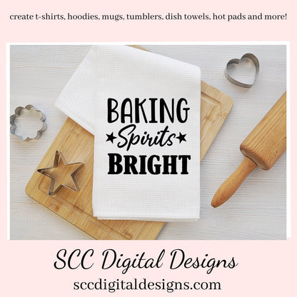 Christmas on The Farm SVGs, Baking Spirits Bright, Snow Place, Farmhouse Kitchen Decor, DIY Gift for Her, Cricut Designs, Commercial Use PNG