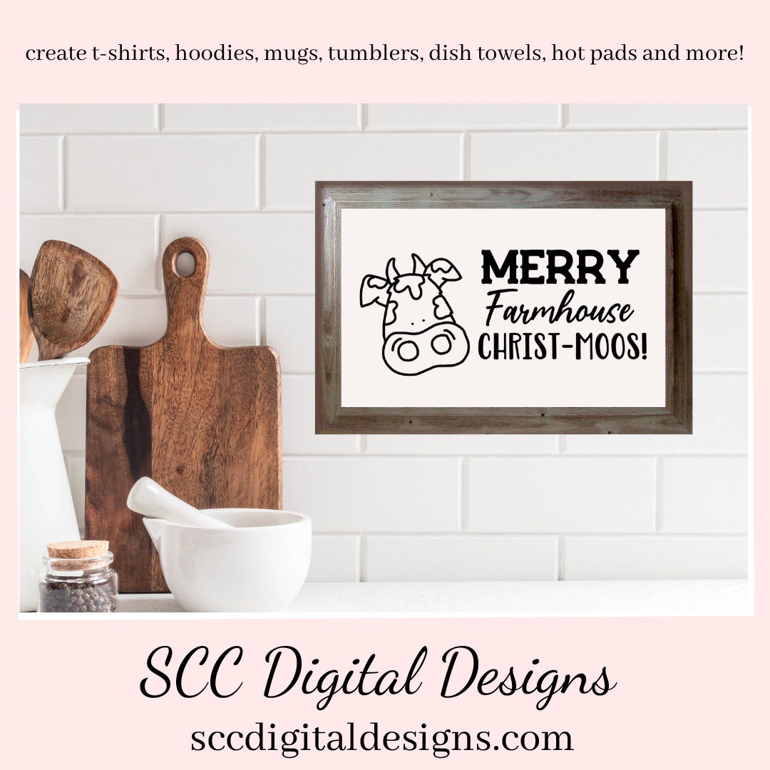 Christmas on The Farm SVGs, Baking Spirits Bright, Snow Place, Farmhouse Kitchen Decor, DIY Gift for Her, Cricut Designs, Commercial Use PNG