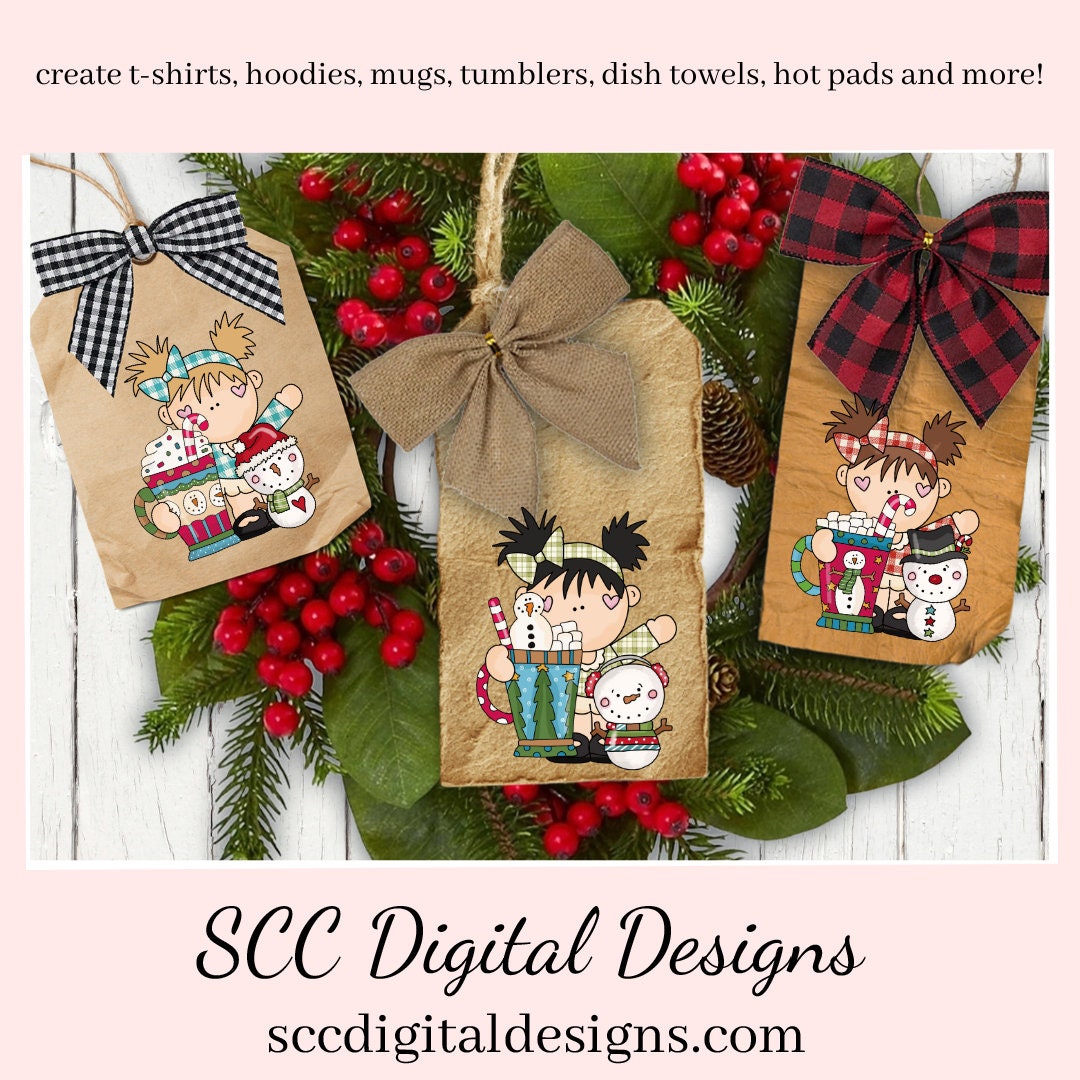 Pigtail Girls Snowman Soup Exclusive Clipart, Hot Cocoa Mugs, Snowman, Snowmen, Candy Cane, Scrapbook Elements, Instant Download, Commercial Use, Clip Art PNG Set, T-Shirt & Hoodie Design, Craft Supplies, Scrapbook Elements, Personal Use  Our clipart files come to you as 300 dpi PNG images.