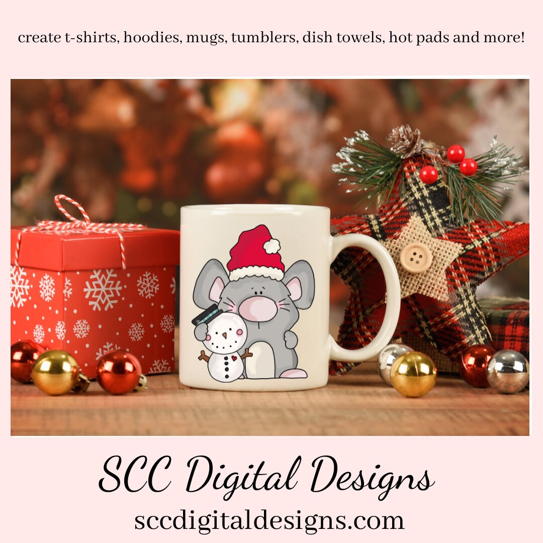 Christmas Mouse Loves Snowmen Exclusive Clipart, Black Top Hat Snowman, Santa Hat, Ear Muffs, Scrapbook Elements, Instant Download, Commercial Use, Clip Art PNG Set, T-Shirt & Hoodie Design, Craft Supplies, Scrapbook Elements, Personal Use  Our clipart files come to you as 300 dpi PNG images.