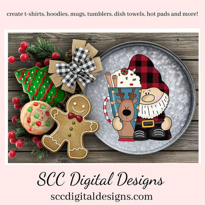 Christmas Gnome PNG, Xmas Coffee Mug, Santa, Reindeer, Snowman, DIY Gift for Her, Exclusive Clipart Set, Instant Download, Commercial Use Clip Art, Scrapbook Elements, Craft Supplies, Personal Use, DIY Printables