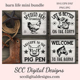 Barn Life SVG Bundle, Life is Better, Chicken Crossing, Farmhouse Kitchen Decor, DIY Gift for Her, Cricut Designs, Commercial Use PNG