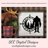 Bigfoot Forest SVG, Sasquatch Decal, Man Cave Sign, Big Foot Sticker, Mountain Art, DIY Gift for Him, Cricut Designs, Commercial Use PNG