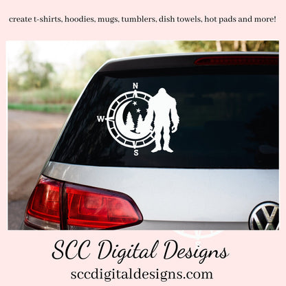 Bigfoot Forest SVG, Sasquatch Decal, Man Cave Sign, Big Foot Sticker, Mountain Art, DIY Gift for Him, Cricut Designs, Commercial Use PNG
