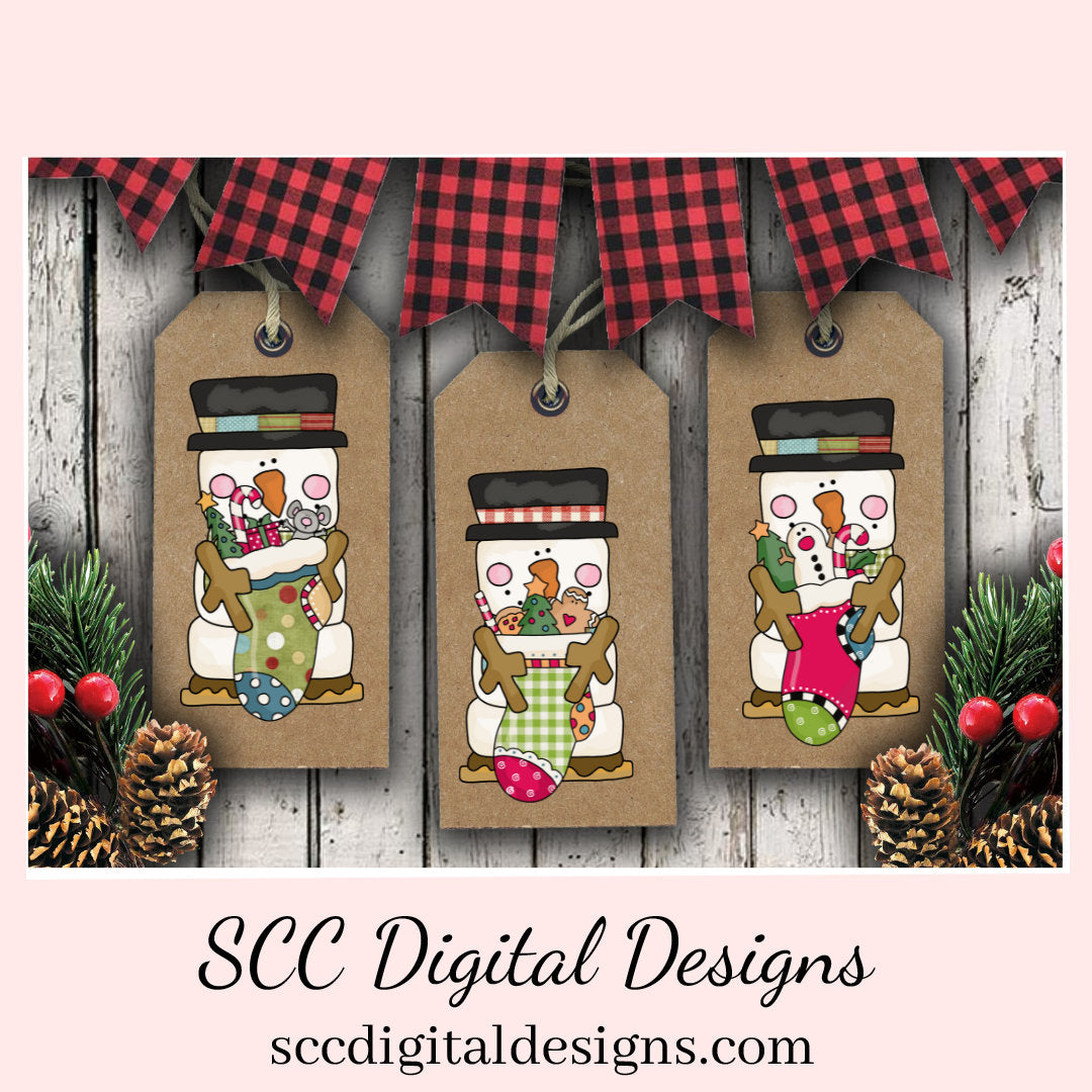 Smore PNG, Christmas Stockings, Snowman Snowmen, Santa Bear, DIY Gift for Her, Exclusive Clipart, Instant Download, Commercial Use Clip Art