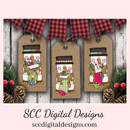 Smore PNG, Christmas Stockings, Snowman Snowmen, Santa Bear, DIY Gift for Her, Exclusive Clipart, Instant Download, Commercial Use Clip Art