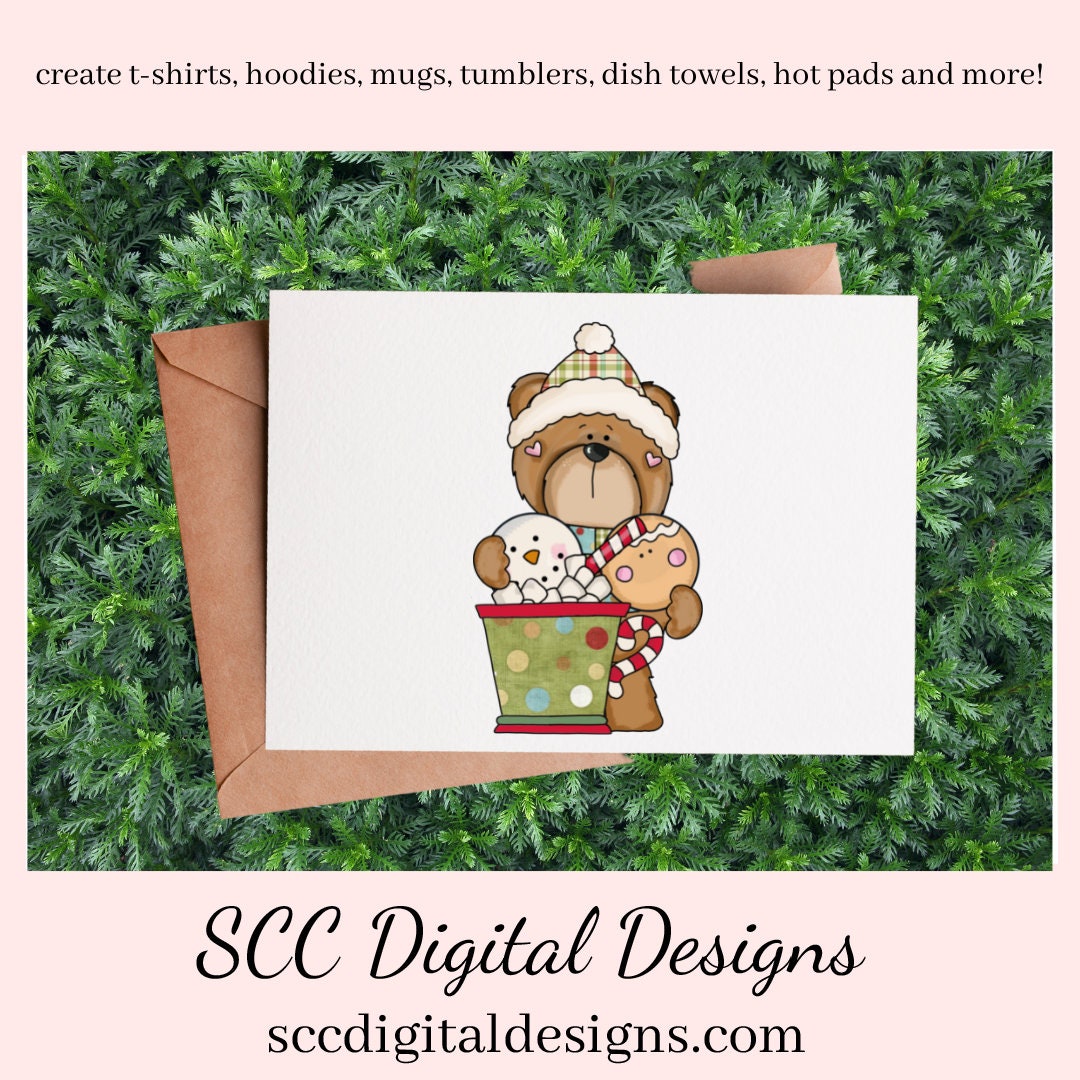Winter Bear PNG, Cocoa Bombs, Hot Chocolate, Snowman Snowmen, Reindeer Xmas Tree, DIY Gift for Her, DIY Printables, Exclusive Clipart Set, Instant Download, Commercial Use Clip Art, Scrapbook Elements, Craft Supplies, Scrapbook Elements, Personal Use