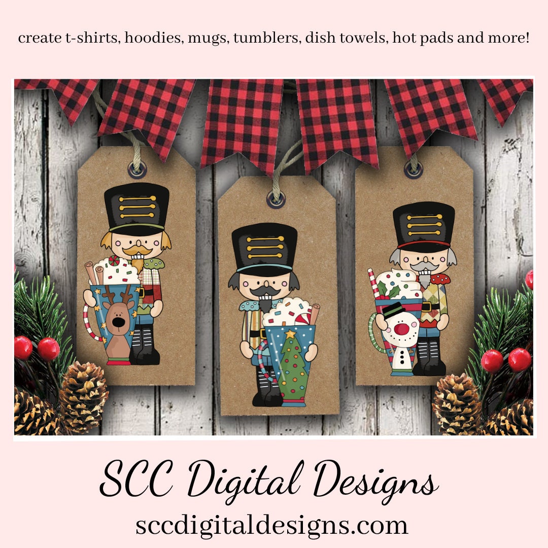 Nutcracker Christmas PNG, Christmas Coffee, Cocoa Mug, Santa, Reindeer, Snowman Snowmen, Xmas Tree, DIY Gift for Her, DIY Printables, Exclusive Clipart Set, Instant Download, Commercial Use Clip Art, Scrapbook Elements, Craft Supplies, Scrapbook Elements, Personal Use