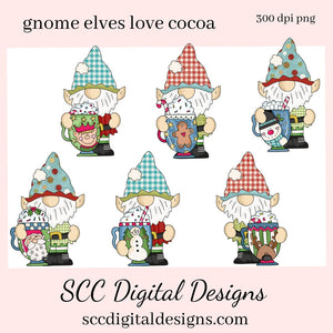 Our Clipart collections are great to create home decor, coffee mugs, tumblers, t-shirts, hoodies, kitchen towels, hot pads, and so much more!  Elf Gnome PNG, Cocoa Mugs, Hot Chocolate, Snowman, Snowmen, Reindeer, Santa, DIY Gift for Her, DIY Printables, Exclusive Clipart Set, Instant Download, Commercial Use Clip Art, Scrapbook Elements, Craft Supplies, Scrapbook Elements, Personal Use
