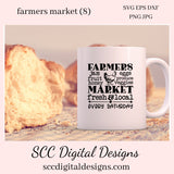 Farmers Market SVG, Fresh and Local, Chicken, Hen, DIY Gift for Her, Farmhouse Kitchen Wall Decor, Instant Download, Commercial Use PNG